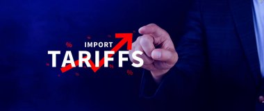 İthalat tarifeleri kavramı artırıyor, ekonomiyi artırmak için hükümet ithalat vergisi, endüstriyel büyüme vergisi, ithalat vergisi artışı, kalkınma için ticaret savaşı politikası