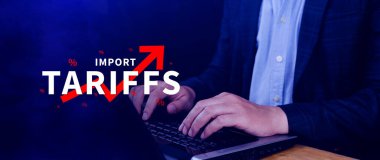 İthalat tarifeleri kavramı artırıyor, ekonomiyi artırmak için hükümet ithalat vergisi, endüstriyel büyüme vergisi, ithalat vergisi artışı, kalkınma için ticaret savaşı politikası