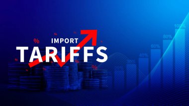 İthalat tarifeleri kavramı artırıyor, ekonomiyi artırmak için hükümet ithalat vergisi, endüstriyel büyüme vergisi, ithalat vergisi artışı, kalkınma için ticaret savaşı politikası