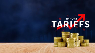 İthalat tarifeleri kavramı artırıyor, ekonomiyi artırmak için hükümet ithalat vergisi, endüstriyel büyüme vergisi, ithalat vergisi artışı, kalkınma için ticaret savaşı politikası