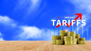 İthalat tarifeleri kavramı artırıyor, ekonomiyi artırmak için hükümet ithalat vergisi, endüstriyel büyüme vergisi, ithalat vergisi artışı, kalkınma için ticaret savaşı politikası