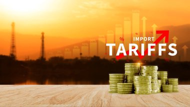 İthalat tarifeleri kavramı artırıyor, ekonomiyi artırmak için hükümet ithalat vergisi, endüstriyel büyüme vergisi, ithalat vergisi artışı, kalkınma için ticaret savaşı politikası