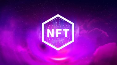 Şifreleme sanatı engelleme teknolojisi konsepti için ödenebilir NFT jetonu yok. NFT 'nin kripto para birimi, dijital varlık, sanat çalışması ve dijital deftere yatırımı veya ticareti