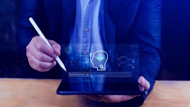 Yapay zeka üretken konsept, teknolojik üretici yapay zekayı çalışma araçları olarak kullanmak. AI ile sohbet etmek, teknoloji ürünü akıllı robot yapay zeka kullanmak, bir şeyler üretmek için yapay zeka. LLM 'ler