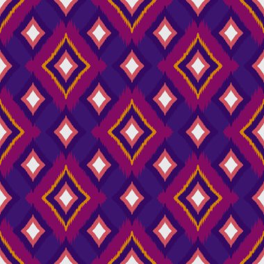 Ikat geometrik folklor süsü, kabile etnik dokusu. Aztek tarzında kusursuz çizgili desen, şekil nakış, İskandinav deseni, Ikat deseni.
