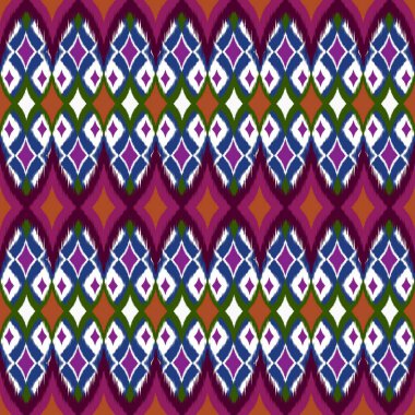 Ikat geometrik folklor süsü, kabile etnik dokusu. Aztek tarzında kusursuz çizgili desen, şekil nakış, İskandinav deseni, Ikat deseni.