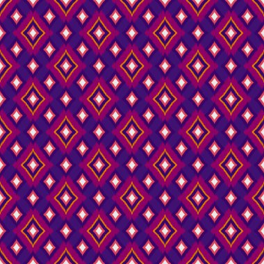 Ikat geometrik folklor süsü, kabile etnik dokusu. Aztek tarzında kusursuz çizgili desen, şekil nakış, İskandinav deseni, Ikat deseni.