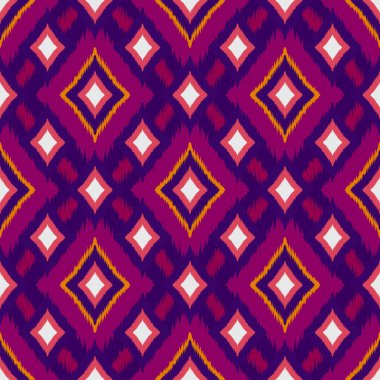 Ikat geometrik folklor süsü, kabile etnik dokusu. Aztek tarzında kusursuz çizgili desen, şekil nakış, İskandinav deseni, Ikat deseni.