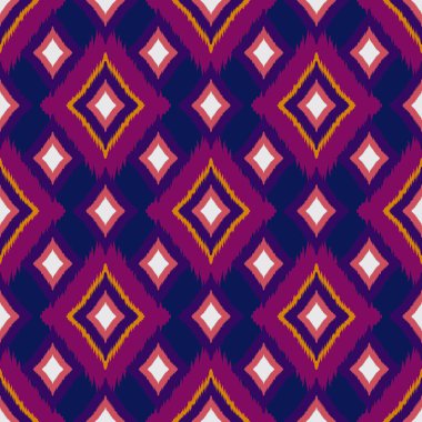 Ikat geometrik folklor süsü, kabile etnik dokusu. Aztek tarzında kusursuz çizgili desen, şekil nakış, İskandinav deseni, Ikat deseni.