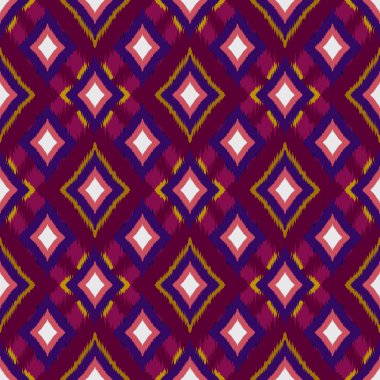 Ikat geometrik folklor süsü, kabile etnik dokusu. Aztek tarzında kusursuz çizgili desen, şekil nakış, İskandinav deseni, Ikat deseni.
