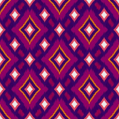 Ikat geometrik folklor süsü, kabile etnik dokusu. Aztek tarzında kusursuz çizgili desen, şekil nakış, İskandinav deseni, Ikat deseni.