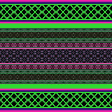 Ikat geometrik folklor süsü. Kabile etnik yapısı. Aztek tarzında kusursuz çizgili desen. Şekil kabile nakışı. Hintli, İskandinav, Çingene, Meksikalı, halk düzeni