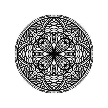 Boyama kitabı için Mandalas. Süslü, yuvarlak süsler. Alışılmadık bir çiçek şekli. Doğu deseni, illüstrasyon, mandala desenleri. Tasarım elementleri. Boyama kitabı sayfası