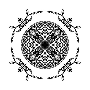 Boyama kitabı için Mandalas. Süslü, yuvarlak süsler. Alışılmadık bir çiçek şekli. Doğu deseni, illüstrasyon, mandala desenleri. Tasarım elementleri. Boyama kitabı sayfası