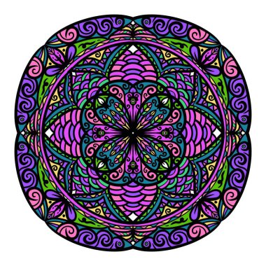 Boyama kitabı için Mandalas. Süslü, yuvarlak süsler. Alışılmadık bir çiçek şekli. Doğu deseni, illüstrasyon, mandala desenleri. Tasarım elementleri. Boyama kitabı sayfası