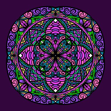 Boyama kitabı için Mandalas. Süslü, yuvarlak süsler. Alışılmadık bir çiçek şekli. Doğu deseni, illüstrasyon, mandala desenleri. Tasarım elementleri. Boyama kitabı sayfası