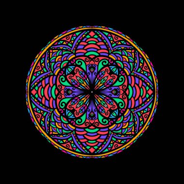 Boyama kitabı için Mandalas. Süslü, yuvarlak süsler. Alışılmadık bir çiçek şekli. Doğu deseni, illüstrasyon, mandala desenleri. Tasarım elementleri. Boyama kitabı sayfası