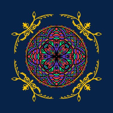 Boyama kitabı için Mandalas. Süslü, yuvarlak süsler. Alışılmadık bir çiçek şekli. Doğu deseni, illüstrasyon, mandala desenleri. Tasarım elementleri. Boyama kitabı sayfası