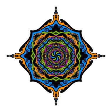Boyama kitabı için Mandalas. Süslü, yuvarlak süsler. Alışılmadık bir çiçek şekli. Doğu deseni, illüstrasyon, mandala desenleri. Tasarım elementleri. Boyama kitabı sayfası