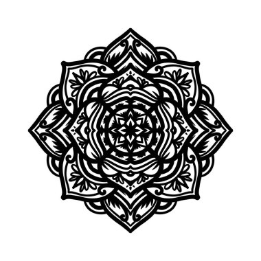 Boyama kitabı için Mandalas. Süslü, yuvarlak süsler. Alışılmadık bir çiçek şekli. Doğu deseni, illüstrasyon, mandala desenleri. Dokuma tasarımı ögeleri.