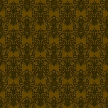 Retro geometrik desen tekrarlanıyor. Kumaş izi. Damask tarzı, kusursuz arkaplan, mozaik süs, klasik tarz. Kumaşlardaki parmak izleri için tasarım