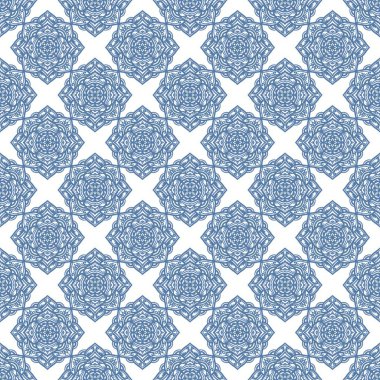 Retro geometrik desen tekrarlanıyor. Kumaş izi. Damask tarzı, kusursuz arkaplan, mozaik süs, klasik tarz. Kumaşlardaki parmak izleri için tasarım