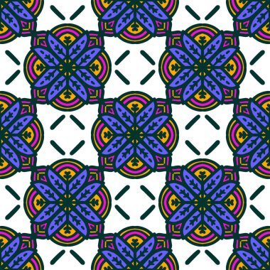 Retro geometrik desen tekrarlanıyor. Kumaş izi. Damask tarzı, kusursuz arkaplan, mozaik süs, klasik tarz. Kumaşlardaki parmak izleri için tasarım