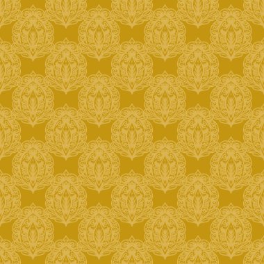 Retro geometrik desen tekrarlanıyor. Kumaş izi. Damask tarzı, kusursuz arkaplan, mozaik süs, klasik tarz. Kumaşlardaki parmak izleri için tasarım