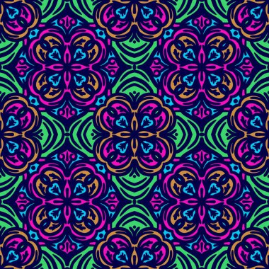 Retro geometrik desen tekrarlanıyor. Kumaş izi. Damask tarzı, kusursuz arkaplan, mozaik süs, klasik tarz. Kumaşlardaki parmak izleri için tasarım