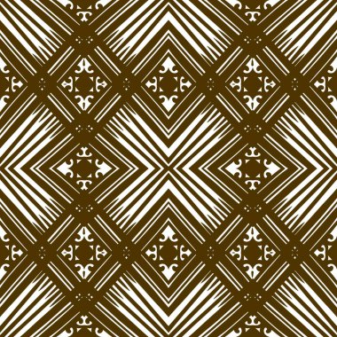 Retro geometrik desen tekrarlanıyor. Kumaş izi. Damask tarzı, kusursuz arkaplan, mozaik süs, klasik tarz. Kumaşlardaki parmak izleri için tasarım