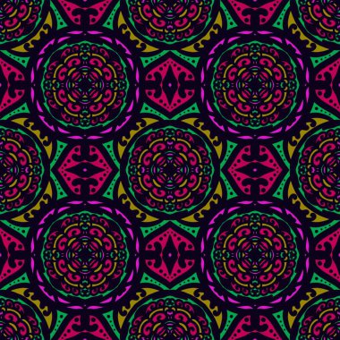 Kusursuz geometrik folklor süsü, kabile etnik dokusu. Aztek tarzında kusursuz çizgili desen, şekil nakış, İskandinav deseni, Ikat deseni.