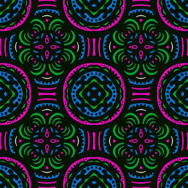 Kusursuz geometrik folklor süsü, kabile etnik dokusu. Aztek tarzında kusursuz çizgili desen, şekil nakış, İskandinav deseni, Ikat deseni.