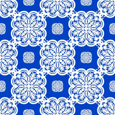 Mandalalı kusursuz desenli çiçek, klasik dekoratif elementler, klasik dekoratif çizimler, renkli kabile süsleriyle etnik mandala.