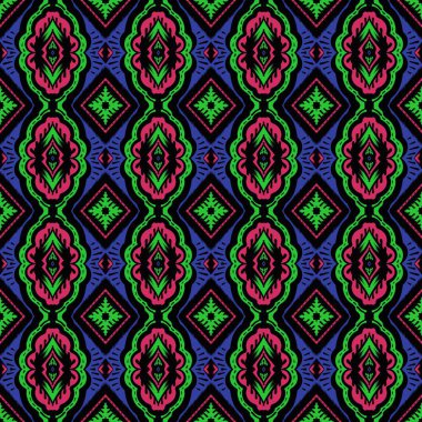 Her türlü kumaş ve tekstil, duvar kâğıdı, ambalaj, Renkli Etnik Soyut Şablon Şablonu 'na uygun kusursuz desenler, Geleneksel, Etnik, Arapça, Türkçe, Hint desenleri