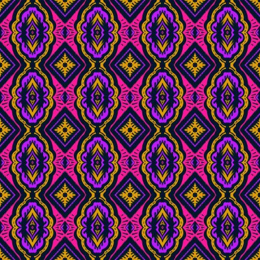 Her türlü kumaş ve tekstil, duvar kâğıdı, ambalaj, Renkli Etnik Soyut Şablon Şablonu 'na uygun kusursuz desenler, Geleneksel, Etnik, Arapça, Türkçe, Hint desenleri