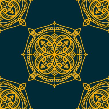 Mandala, klasik dekoratif elementler, renkli kabile süslerine sahip etnik mandala, İslam, Türkçe, Arapça, Hint, sedirli desenli, kumaş ya da kağıt üzerine basılmaya uygun desenler..