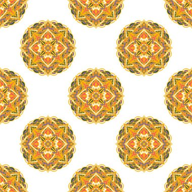 Mandala, klasik dekoratif elementler, renkli kabile süsleriyle etnik mandala, İslam, Türkçe, Arapça, Hintçe, divan desenli kusursuz desenler.