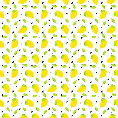 Kusursuz desenli sarı limon ve beyaza izole edilmiş meyve bırakır. Arka plan için kullanılan lezzetli meyve örneklerinin parlaklığı