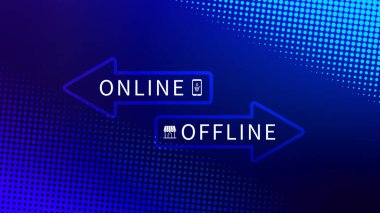 Çevrimiçi ve çevrimdışı iş satışları veya pazarlama stratejisi konsepti, iş dünyasında çevrimdışı ve çevrimdışı geçiş.