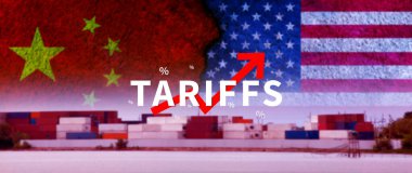 Çin 'le ticaret politikası Amerika Birleşik Devletleri gümrük tarifeleri Çin' i ithal ediyor, Çin ekonomisini artırıyor. Endüstriyel gümrük vergileri arttı, ithalat vergileri arttı, Dolar Yuan savaşına karşı..