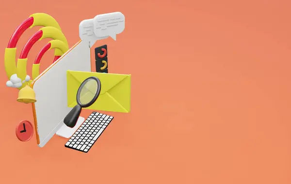  laptop masaüstü 3d illüstrasyon, veri analizi web sitesi seo, algoritma ai ui ux, programlama üretken zarif siyah arkaplan 