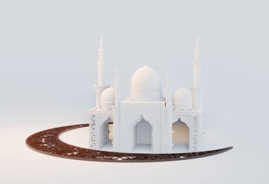 Cami Kralı: 3D Müslüman Kürsüsünü güzel ve güzel bir beyaz arkaplan ile donatın.