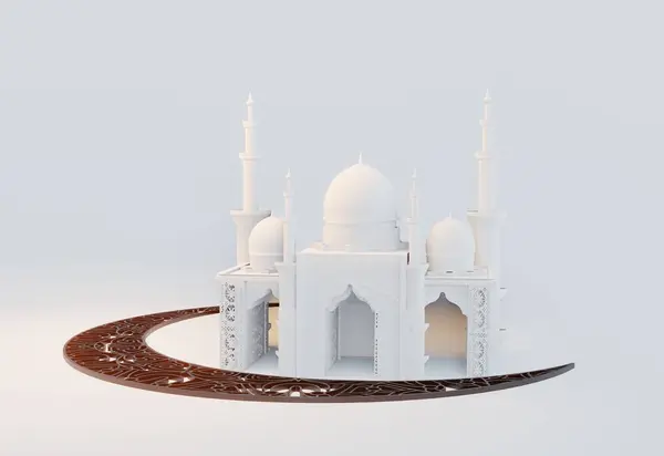 Cami Kralı: 3D Müslüman Kürsüsünü güzel ve güzel bir beyaz arkaplan ile donatın.