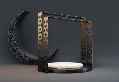 Cami Kralı: 3D Müslüman Kürsüsünü güzel ve güzel bir beyaz arkaplan ile donatın.