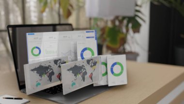  dizüstü bilgisayar 3d illüstrasyon, web veri analizi seo ai gösterge paneli progamlama metrik kullanıcı adı