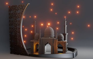 Cami Kralı: 3D Müslüman Kürsüsünü güzel ve güzel bir beyaz arkaplan ile donatın.