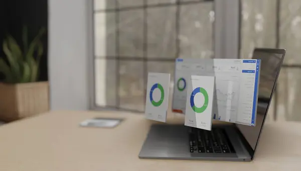 dizüstü bilgisayar 3d illüstrasyon, web veri analizi seo ai gösterge paneli progamlama metrik kullanıcı adı