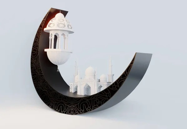 Majesty Mosque Render Muslim Podium Beautiful Beautiful White Background — Stock Photo, Image