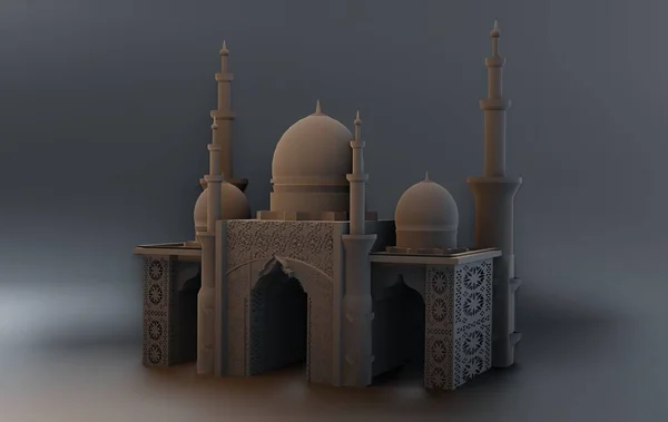 Majestad Mezquita Renderiza Podio Musulmán Con Hermoso Hermoso Fondo Blanco —  Fotos de Stock