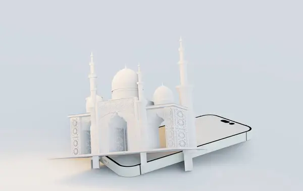 Majesteit Van Moskee Geef Het Moslimpodium Een Mooie Mooie Witte — Stockfoto